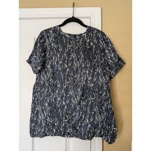 Gerard Darel 100% Silk Abstract Print Wrap Front Blouse Size 36 NWT Coastal Chic